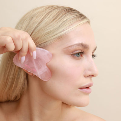 Rose Quartz Crystal Sculpty Heart Gua Sha Tool - Skin Gym