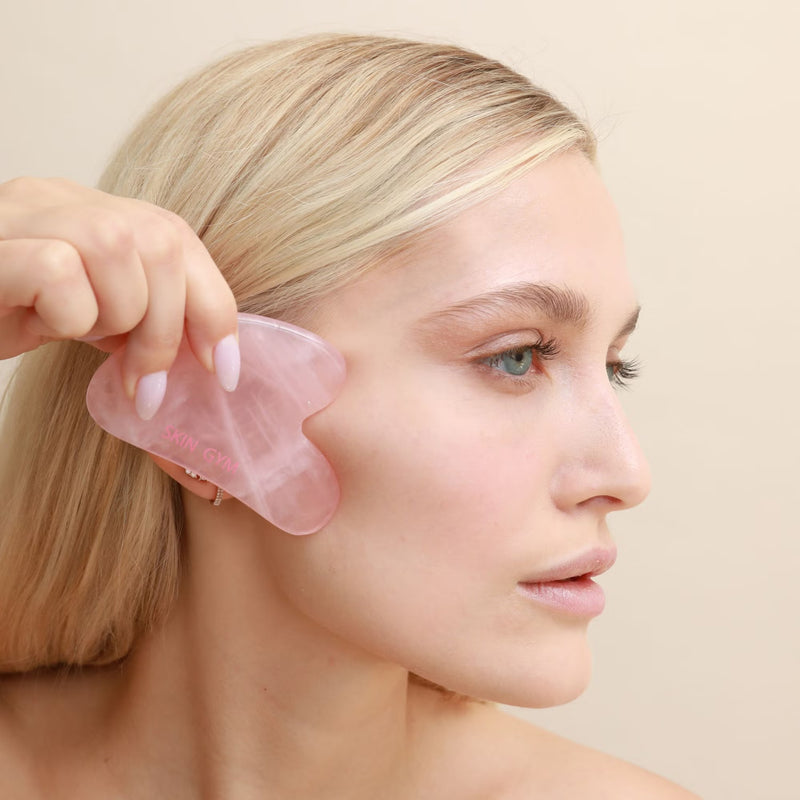 Rose Quartz Crystal Sculpty Heart Gua Sha Tool - Skin Gym