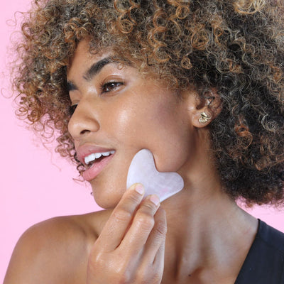 Rose Quartz Crystal Sculpty Heart Gua Sha Tool - Skin Gym