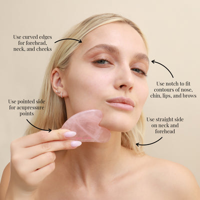Rose Quartz Crystal Sculpty Heart Gua Sha Tool - Skin Gym