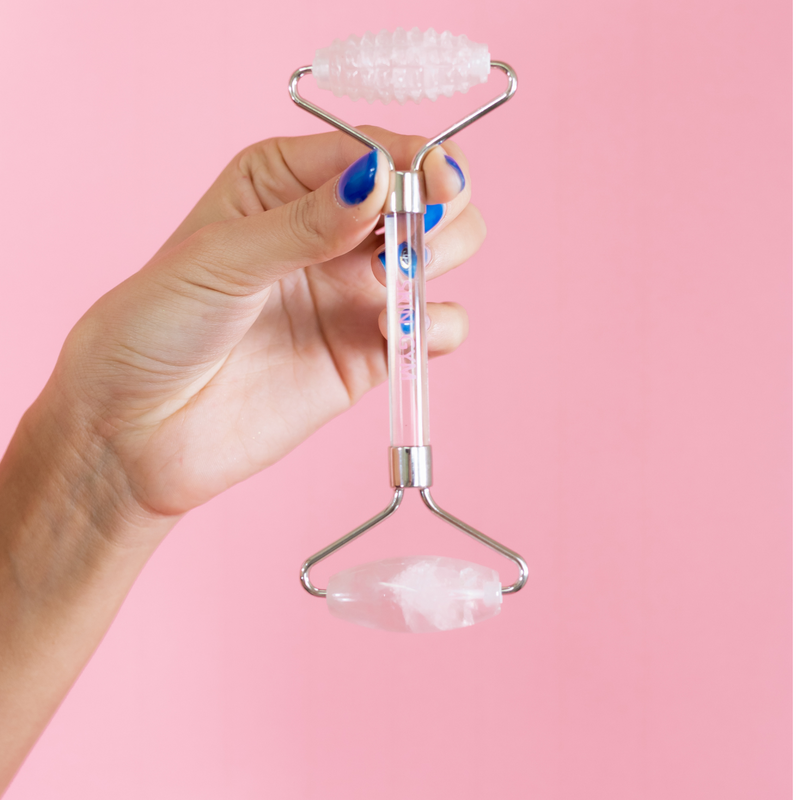 Skin Gym Rose Quartz 2D Texturized and Smooth Facial Roller - Skin Gym