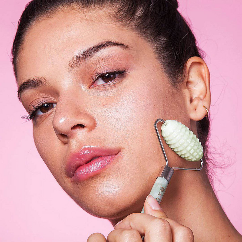 Jade Textured Face Roller & Massager Skin Gym