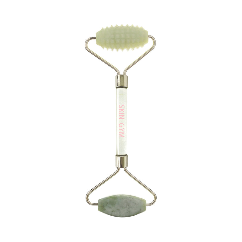 Jade Double Duty Smooth & Textured 2D Face Roller with clear handle