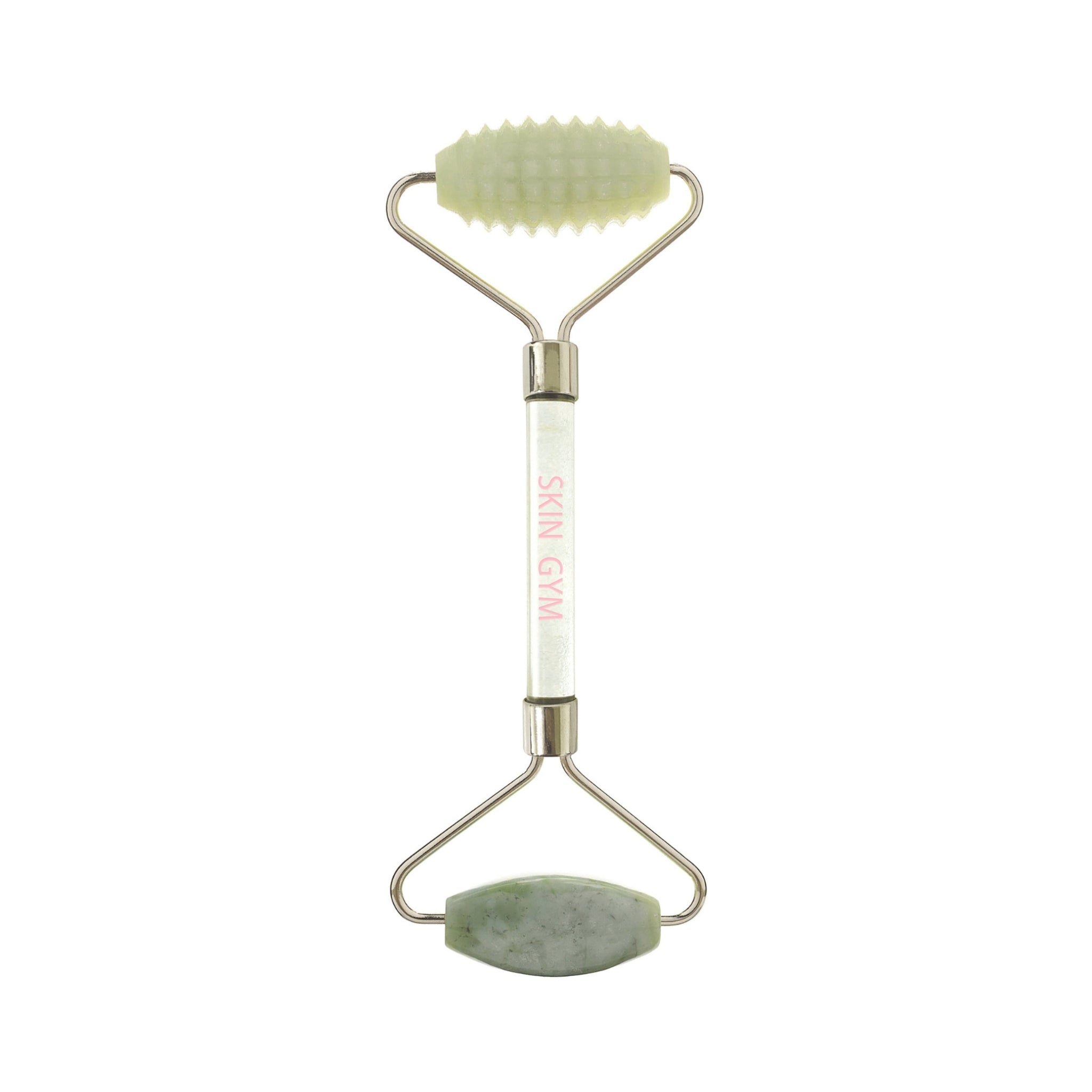 Jade Double Duty Smooth & Textured 2D Face Roller with clear handle