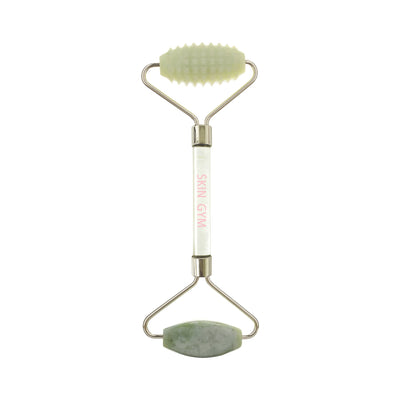 Jade Double Duty Smooth & Textured 2D Face Roller with clear handle - Skin Gym
