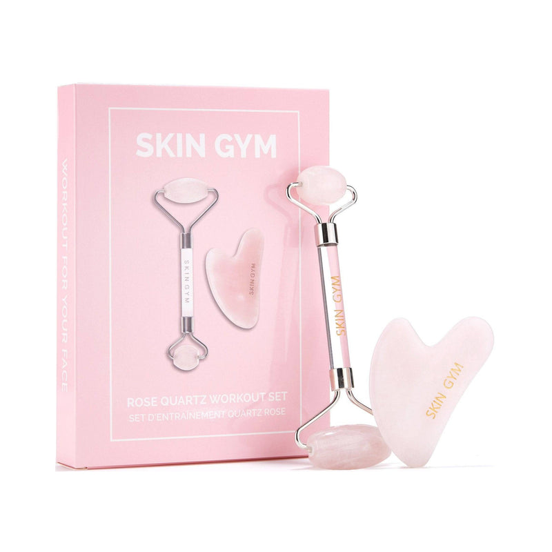 Rose Quartz Workout Roller and Gua Sha Set - Skin Gym