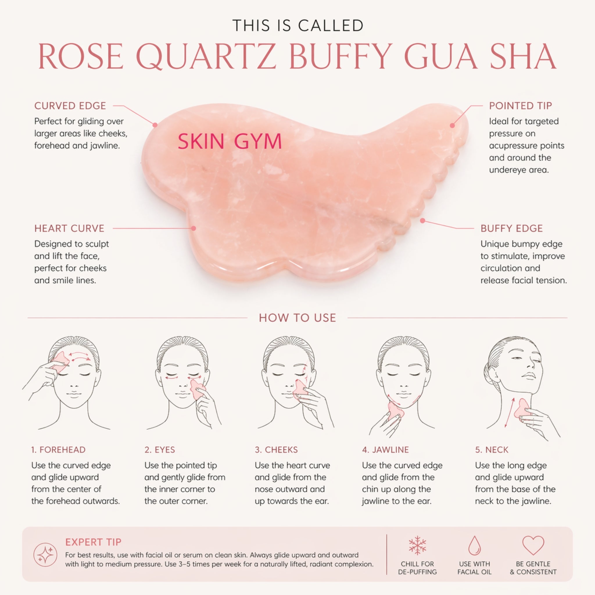Rose Quartz Buffy Gua Sha