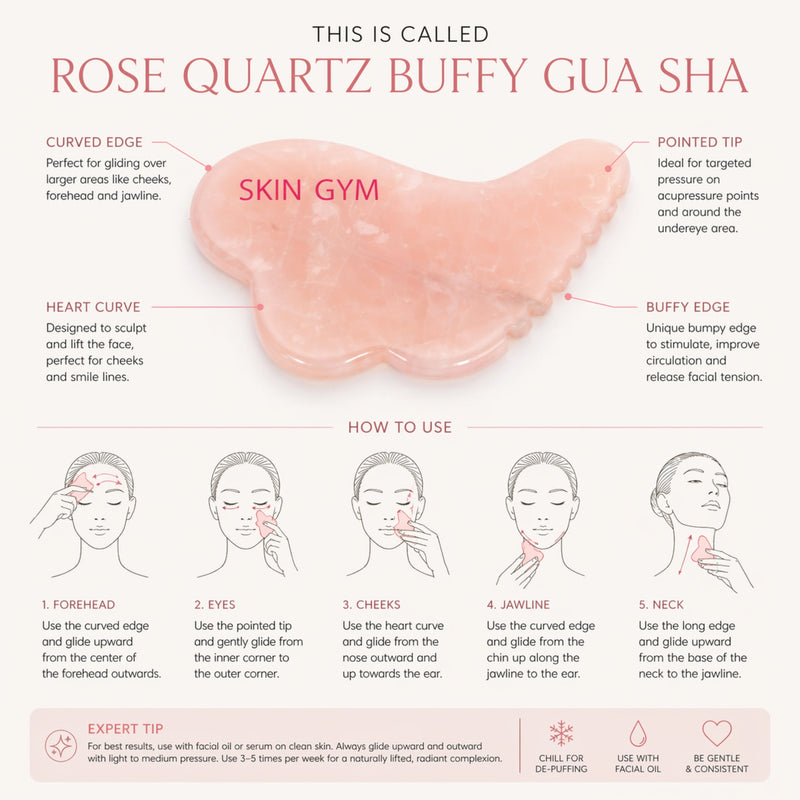 Rose Quartz Buffy Gua Sha - Skin Gym